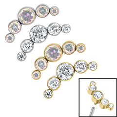 view all Titanium (Infinity) Bezel Set 5 Jewel Crescent for Internal Thread shafts in 1.2mm body jewellery