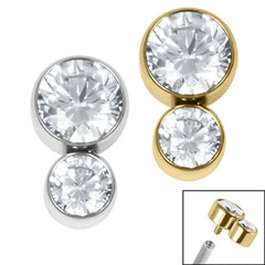 view all Titanium Bezel Set Duo Jewel Top for Internal Thread shafts in 1.2mm body jewellery