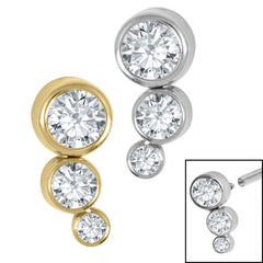 view all Titanium (Infinity) Bezel Set Triple Jewel Curve for Internal Thread Shafts in 1.2mm body jewellery