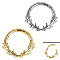 view all Titanium Buck Antlers Hinged Ring body jewellery