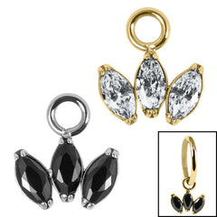 view all Titanium Charm - Claw Set 3 Jewel Marquise Fan body jewellery