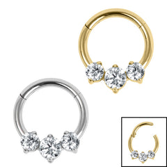 view all Titanium Claw Set 3 Jewel Hinged Clicker Ring body jewellery