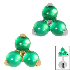 view all Titanium Claw Set Aventurine Trinity stone top for Internal Thread shafts in 1.2mm body jewellery