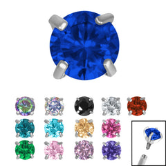 view all Titanium Claw Set Round CZ Jewel for Internal Thread shafts in 1.2mm body jewellery