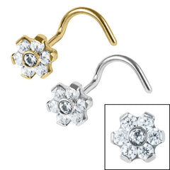 view all Titanium Claw Set Jewelled Flower Nose Stud body jewellery