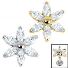 view all Titanium Claw Set Jewelled Lily Flower for Internal Thread shafts in 1.2mm body jewellery