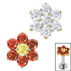 view all Titanium Claw Set Jewelled Primrose Flower for Internal Thread shafts in 1.2mm body jewellery