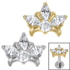 view all Titanium Claw Set Jewelled Water Lily for Internal Thread shafts in 1.2mm body jewellery