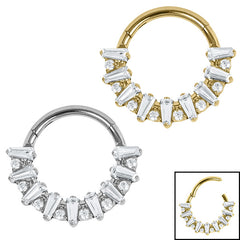 view all Titanium Claw Set Moonlight Jewelled Hinged Clicker Ring body jewellery