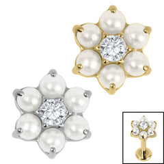 view all Titanium Claw Set Pearl Primrose Flower for Internal Thread shafts in 1.2mm body jewellery