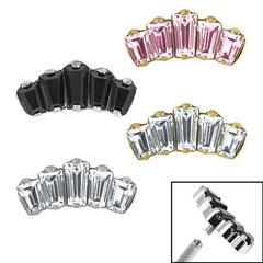 view all Titanium Five Jewelled Art Deco Baguette Fan for Internal Thread shafts in 1.2mm body jewellery