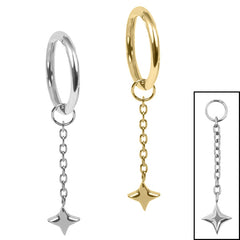 view all Titanium Hinged Segment Ring with Titanium Falling Star Charm body jewellery