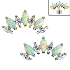 view all Titanium Internal 7 Opal and Jewelled Marquise Crown Top body jewellery