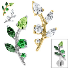 view all Titanium Internal Claw Set Jewelled Leaf Vine Top body jewellery