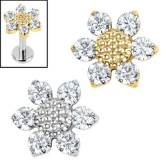 view all Titanium Internal Jewelled Golden Daisy Top body jewellery