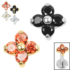 view all Titanium Internal Jewelled Ixora Flower body jewellery