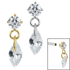 view all Titanium Internal Jewelled Solitaire with Marquise Charm body jewellery