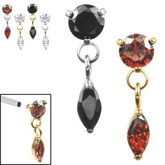 view all Titanium Internal Jewelled Solitaire with Marquise Drop body jewellery