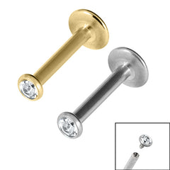 view all Titanium Internally Threaded Labrets 1.2mm - Titanium Bezel Set Jewelled Ball body jewellery
