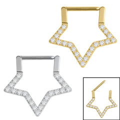 view all Titanium Jewelled Supernova Star Hinge Ring body jewellery