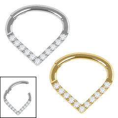 view all Titanium Jewelled Teardrop Hinged Ring body jewellery