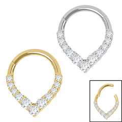 view all Titanium Jewelled To The Point Hinged Clicker Ring body jewellery