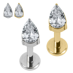 view all Titanium Internally Threaded Labrets 1.2mm - Titanium Claw Set Teardrop Jewel body jewellery