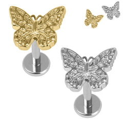 view all Titanium Internally Threaded Labrets 1.2mm - Steel Monarch Butterfly body jewellery