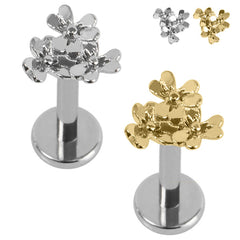 view all Titanium Internally Threaded Labrets 1.2mm - Steel Posy Of Flowers body jewellery