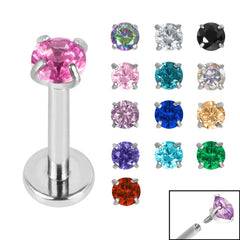 view all Titanium Internally Threaded Labrets 1.2mm - 3mm Titanium Claw Set Round CZ Jewel body jewellery