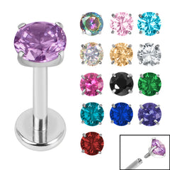 view all Titanium Internally Threaded Labrets 1.2mm - 4mm Titanium Claw Set Round CZ Jewel body jewellery