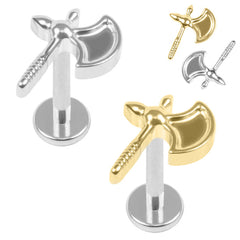 view all Titanium Internally Threaded Labrets 1.2mm - Titanium Battle Axe body jewellery