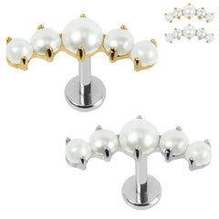 view all Titanium Internally Threaded Labrets 1.2mm - Titanium Claw Set Grace Pearl Crescent body jewellery
