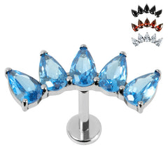 view all Titanium Internally Threaded Labrets 1.2mm - Titanium Claw Set Jewelled Diadem body jewellery