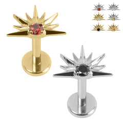 view all Titanium Internally Threaded Labrets 1.2mm - Titanium Claw Set Jewelled Radiant Sunset body jewellery