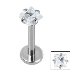 view all Titanium Internally Threaded Labrets 1.2mm - Titanium Claw Set Jewelled Square body jewellery