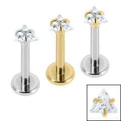 view all Titanium Internally Threaded Labrets 1.2mm - Titanium Claw Set Jewelled Triangle body jewellery