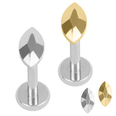 view all Titanium Internally Threaded Labrets 1.2mm - Titanium Faceted Marquise body jewellery