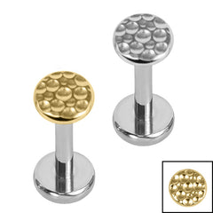 view all Titanium Internally Threaded Labrets 1.2mm - Titanium Hammered Disk body jewellery