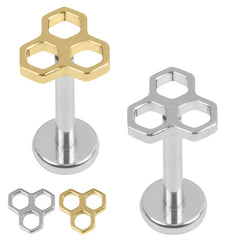 view all Titanium Internally Threaded Labrets 1.2mm - Titanium Honeycomb body jewellery