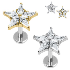 view all Titanium Internally Threaded Labrets 1.2mm - Titanium Jewelled Galaxy Star body jewellery