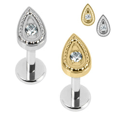 view all Titanium Internally Threaded Labrets 1.2mm - Titanium Jewelled Persian Teardrop body jewellery