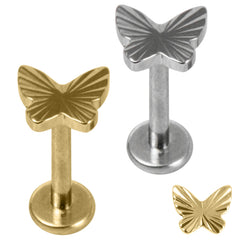 view all Titanium Internally Threaded Labrets 1.2mm - Titanium Skipper Butterfly body jewellery