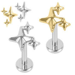view all Titanium Internally Threaded Labrets 1.2mm - Titanium Three Kings Star body jewellery