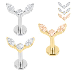 view all Titanium Internally Threaded Labrets 1.2mm - Titanium Winged Orb body jewellery