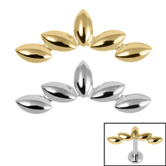 view all Titanium Marquise Pebble Crescent for Internal Thread shafts in 1.2mm body jewellery