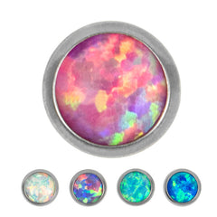 view all Titanium Bezel Set Opal Disk for Internal Thread shafts in 1.2mm body jewellery
