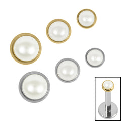 view all Titanium Threadless (Bend fit) Bezel Set Pearl Disk body jewellery