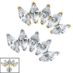 view all Titanium Threadless (Bend fit) Titanium Claw Set 5 Jewelled Marquise Fan body jewellery