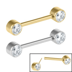 view all Titanium Threadless Double Jewelled Nipple Bar - Front Facing Jewelled Disks body jewellery
